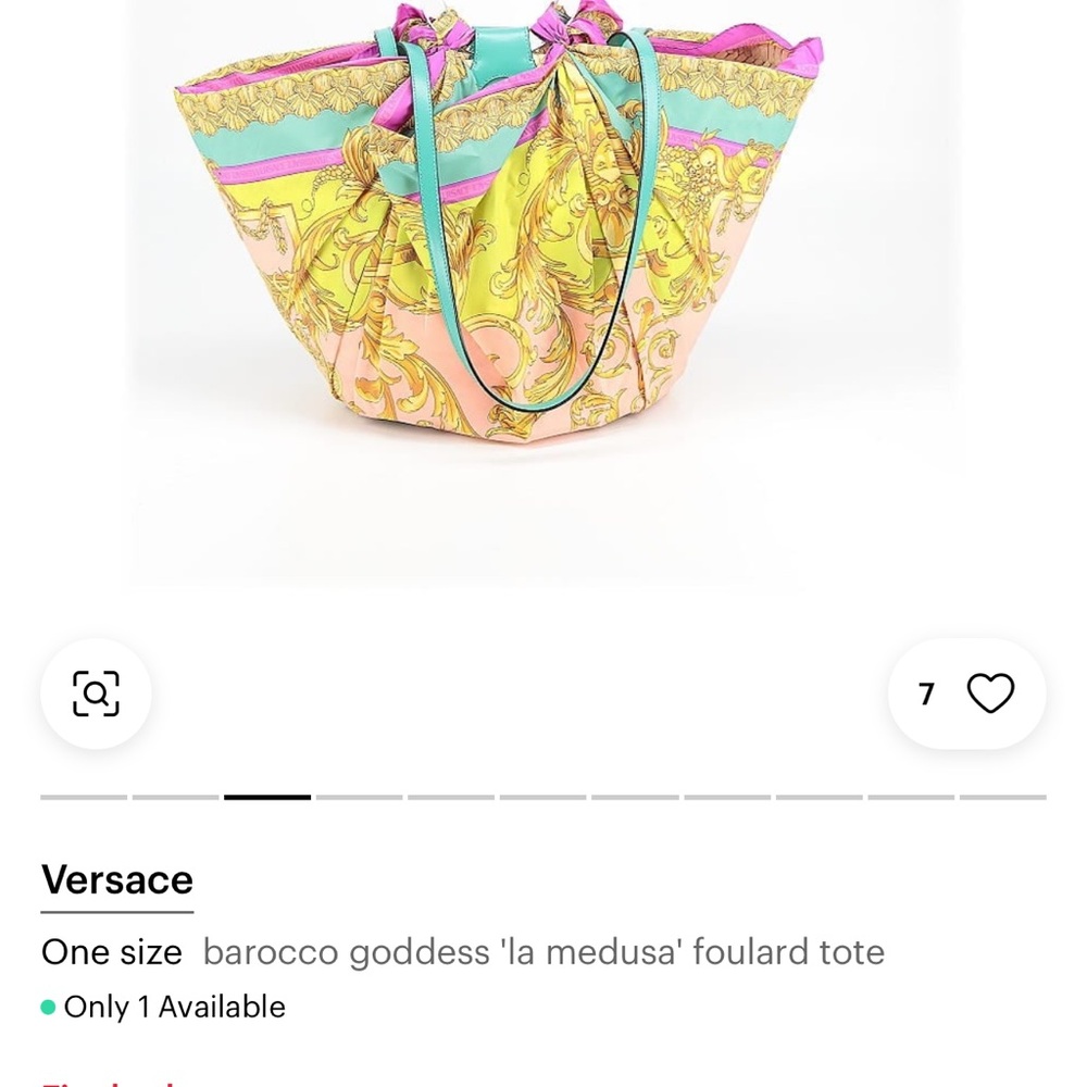 Versace Pink and Green Tote Bag - Picture 3 of 11